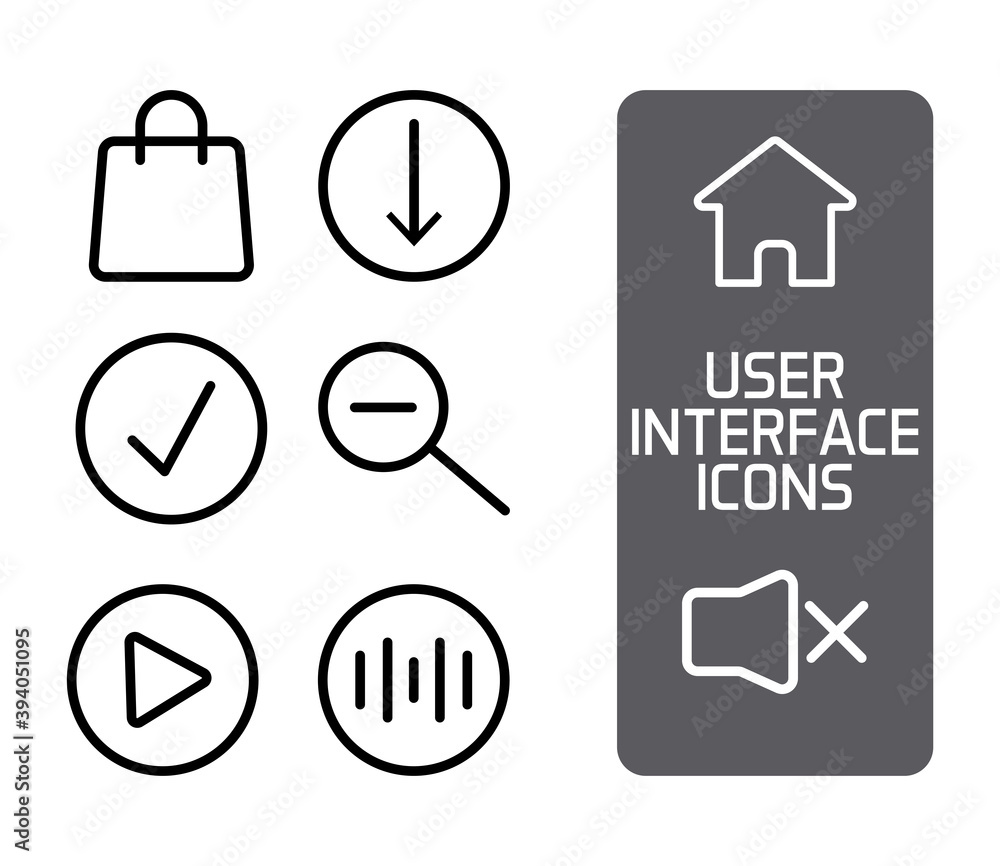 Poster interface set line style icons