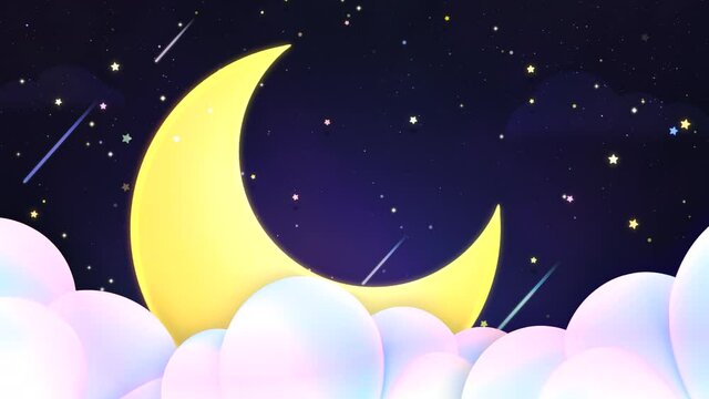 Looped good night and sleep tight animation. Falling stars and meteor rain effect.
