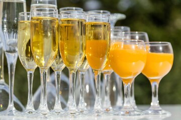Champagne Glasses and Drinks on the Table