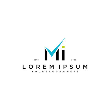 letter MI checklist logo design concept vector