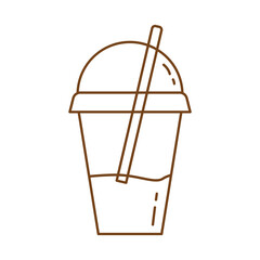 iced tea in pot with straw line style icon
