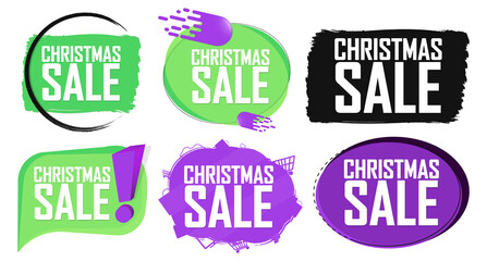 Set Christmas Sale banners design template, Xmas discount tags, offer badge new collection, vector illustration