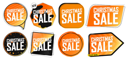 Set Christmas Sale banners design template, Xmas discount tags, offer badge new collection, vector illustration