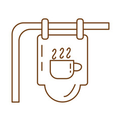 cafeteria wooden label hanging line style icon