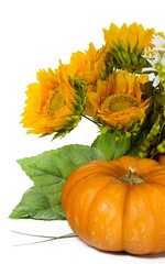 Pumpkin with Sunflowers