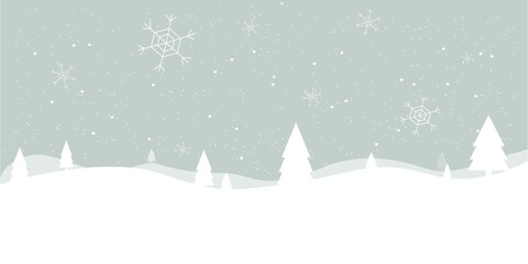 Merry Christmas and happy new year. Vector Illustration. winter background design with stars and sparkles. landscape background, snow, banner design.