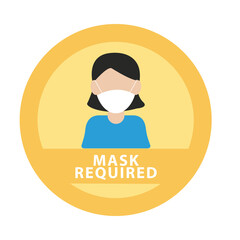 mask required advertise label with woman wearing mask
