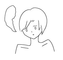 ストレスや過労で魂の抜けた顔をした中性的なショートヘアの人物