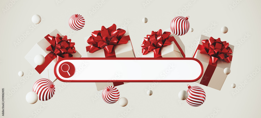 Poster christmas and new year abstract background for online and shopping concept. blank search bar and gif