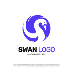 Swan bird logo icon design