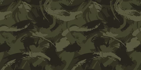 Keuken foto achterwand Militair patroon Abstracte grunge camouflage, naadloze textuur, militaire camouflage patroon, leger of jacht groene camo kleding. Camouflagebehang voor textiel en stof. Mode camo-stijl. Vector