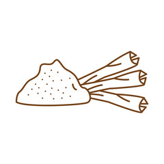 powder cinnamon and sticks line style icon
