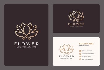 lotus flower / beauty care logo design with business card template.