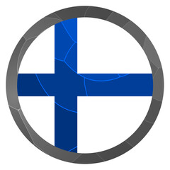 Obraz premium Glass light ball with flag of Finland. Round sphere, template icon. Finnish national symbol. Glossy realistic ball, 3D abstract vector illustration highlighted on a white background. Big bubble.