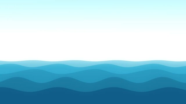 blue dynamic water with waves animation in different tones - digital flat design cartoon of the sea