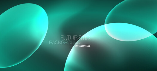 Neon ellipses abstract backgrounds. Shiny bright round shapes glowing in the dark. Vector futuristic illustrations for covers, banners, flyers and posters and other