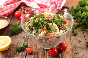 bowl of tabbouleh with parsley