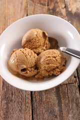 bowl of ice cream scoop