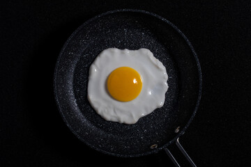 close up of frying egg