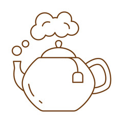 kettle tea pot hot line style icon