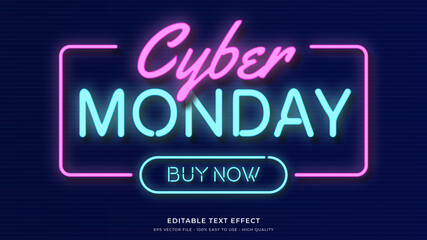 cyber monday neon light typography premium editable text effect