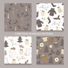 Set of Christmas seamless patterns.