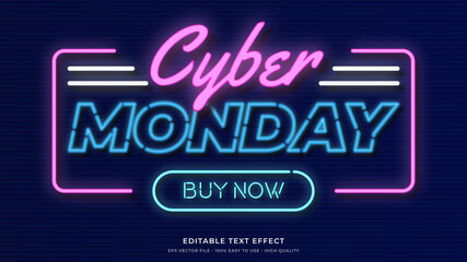cyber monday neon light typography premium editable text effect