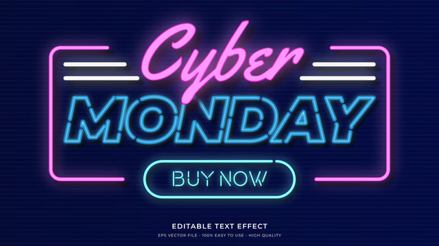 Cyber Monday Neon Light Typography Premium Editable Text Effect