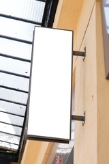 Blank rectangle square store signboard store empty shop lightbox on facade wall