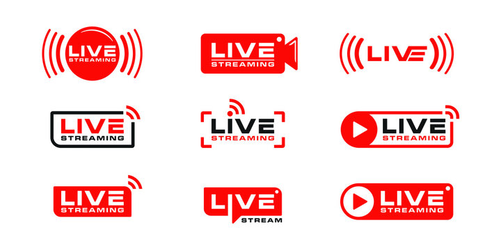 Set Of Live Streaming Logo Icon Bundle Collection Design Template 