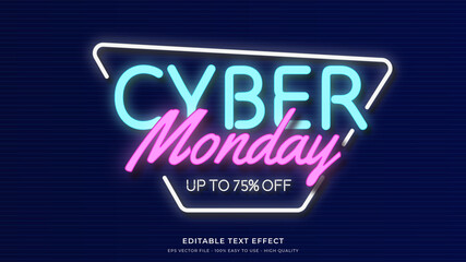 cyber monday neon light typography premium editable text effect