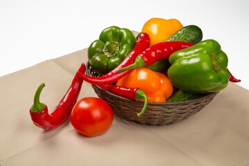 Hot red chili and bell peppers