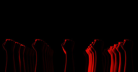 Render with red raised fists up