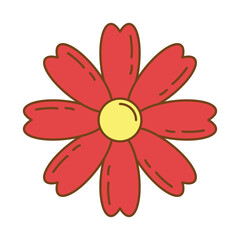 cute red flower fill style icon
