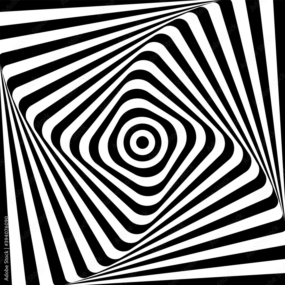 Wall mural abstract illusion of 3d whirl movement. op art design.