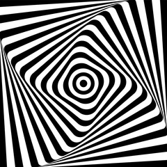 Abstract illusion of 3D whirl movement. Op art design.