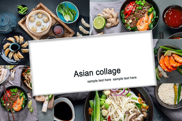 Collage of various asian meals.