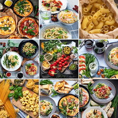 Collage of Italian food ingredients.