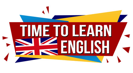Time to learn english banner design - obrazy, fototapety, plakaty
