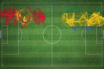Kyrgyzstan vs Gabon Soccer Match, national colors, national flags, soccer field, football game,...