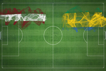 Latvia vs Gabon Soccer Match, national colors, national flags, soccer field, football game, Copy...