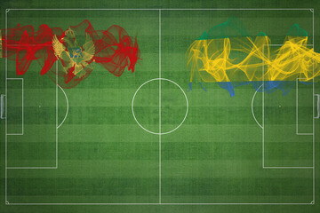 Montenegro vs Gabon Soccer Match, national colors, national flags, soccer field, football game,...