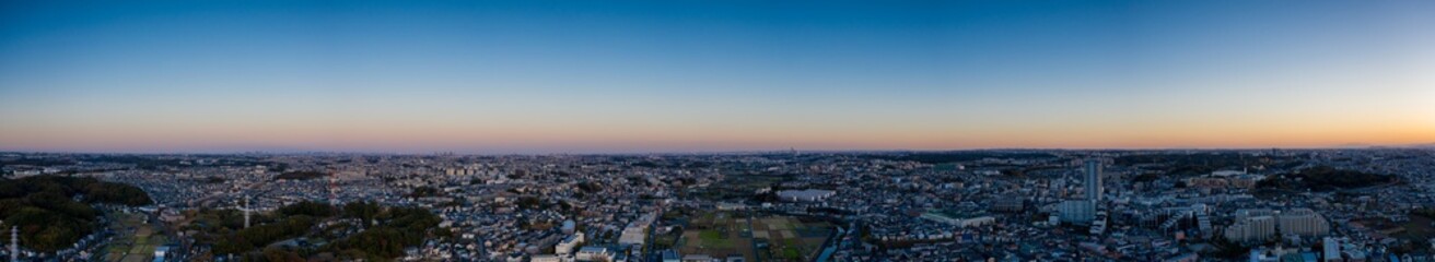 Fototapeta na wymiar Panorama evening aerial view