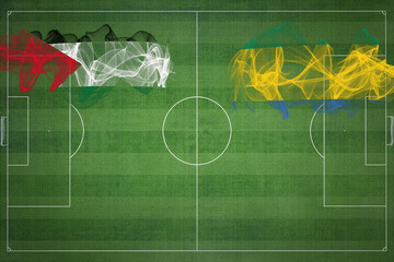 Palestine vs Gabon Soccer Match, national colors, national flags, soccer field, football game, Copy...