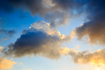 Bright clouds in the morning sky