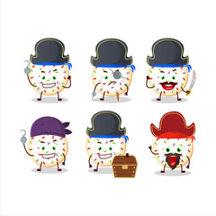 Cartoon character of sugar cookies with various pirates emoticons