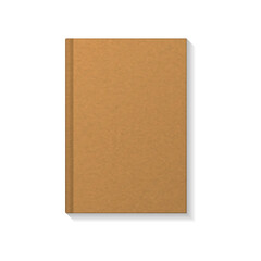 Blank brown kraft paper book or notebook cover top view mockup template.