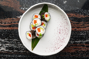 sushi set on the white plate