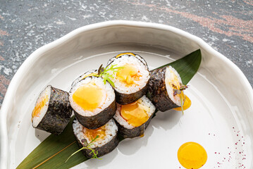sushi set on the white plate