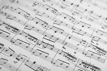 Music Notes on Staves Close-Up